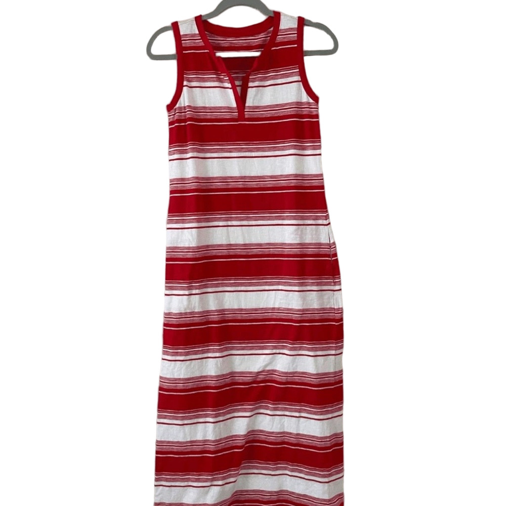 Talbots Red and White Striped Midi Sleeveless Dress. excellent condition.